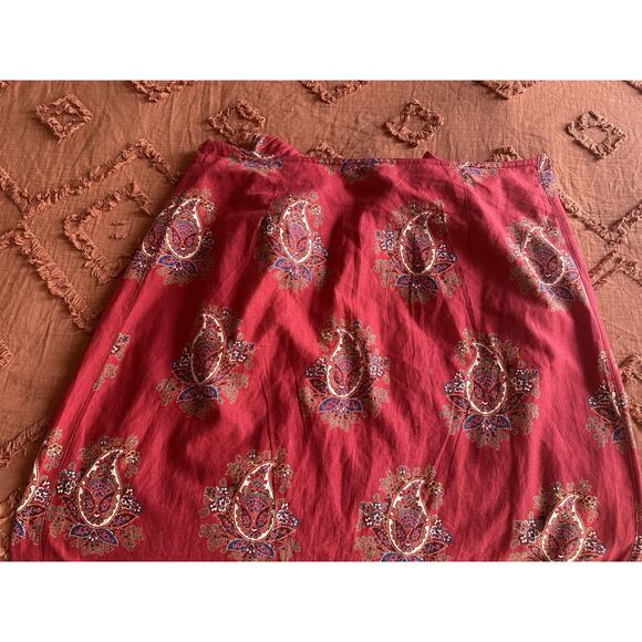 Vintage 90’s Liz Claiborne Size 12 100% Cotton Red Paisley Beaded Wrap Maxi - Picture 10 of 10